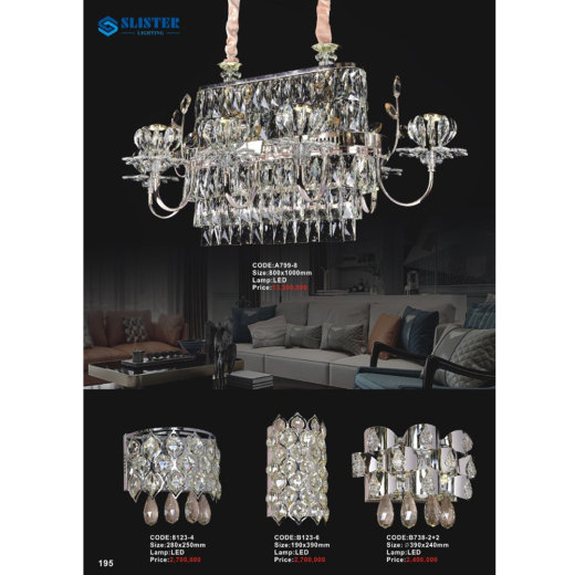 Chùm pha lê A799-8, 8123-4, B123-6, B738-2+2