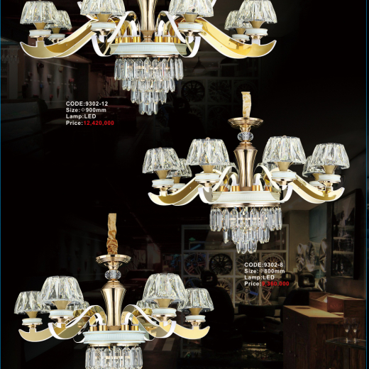 Đèn chùm 9302-12; 9302-8; 9302-6
